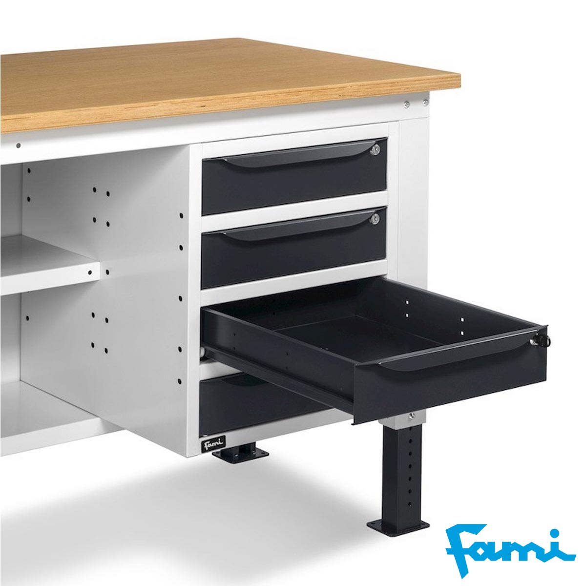 Banco da lavoro piano in legno H regolabile (GRIGIO) / cm. L.150xP.75xH.167,5/205 – FAMI WORK1530