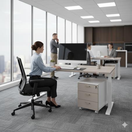Cassettiera per scrivania ELEVATEK / cm. L.45xP.55xH.60 GREY/BIANCO