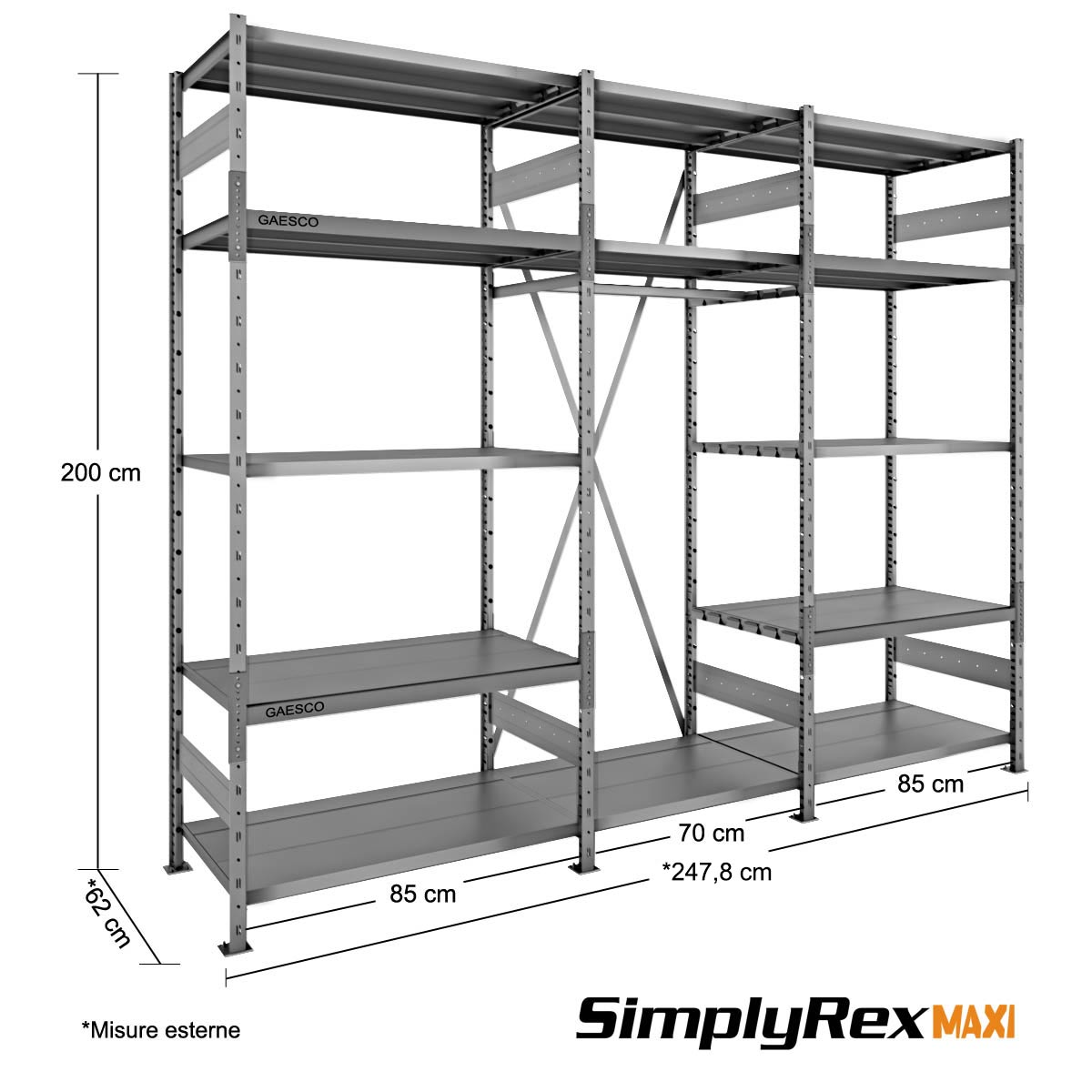 Scaffalatura capo appeso – SimplyRex – L.240xP.60xH.200 cm