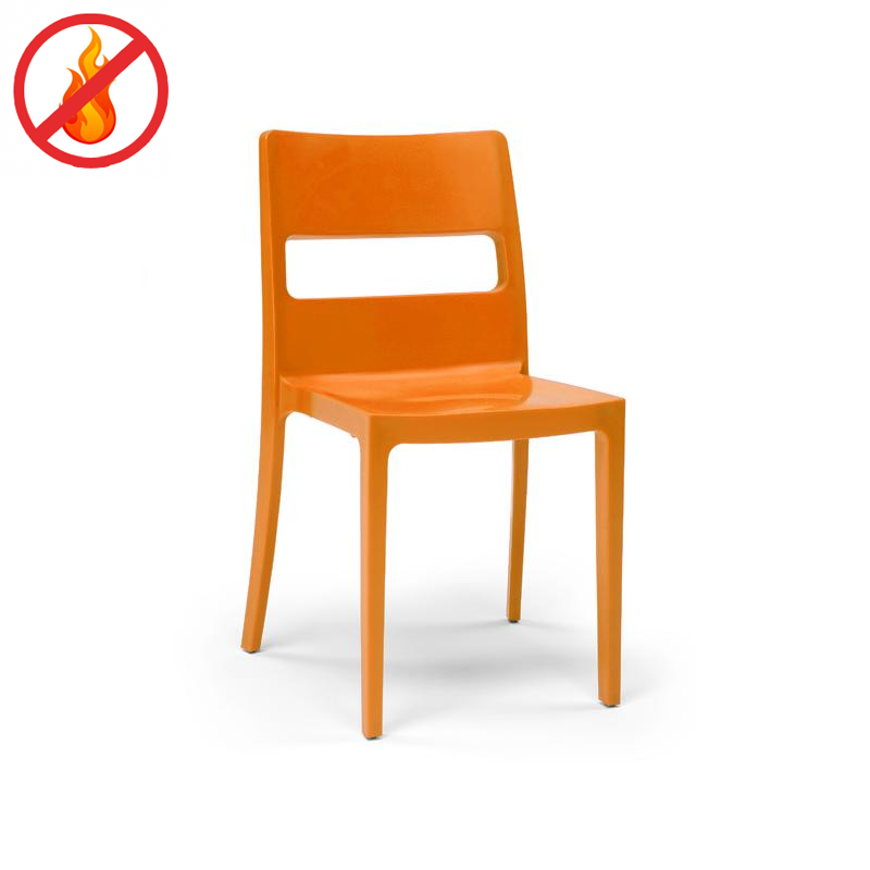 Sedia per mensa TRANSITO in tecnopolimero Ignifuga / Arancio