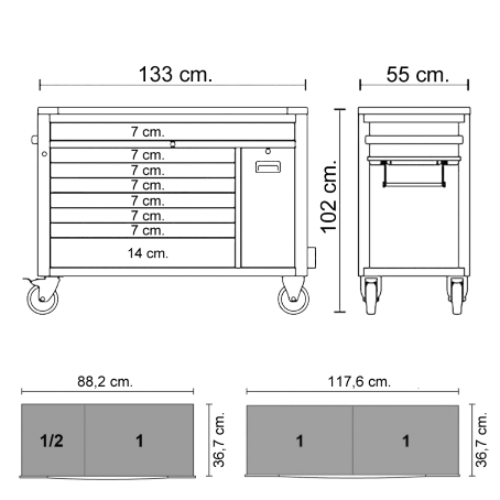 Cassettiera Beta Worker BW 2400 RSC24AXXL | 8 Cassetti | 1.061 Utensili