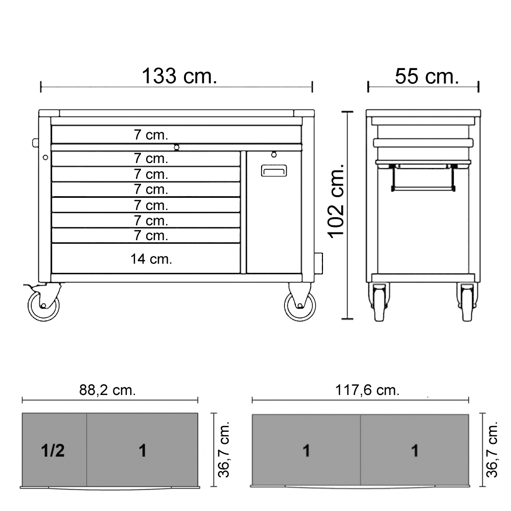 Cassettiera Beta Worker BW 2400 RSC24AXXL | 8 Cassetti | 1.061 Utensili