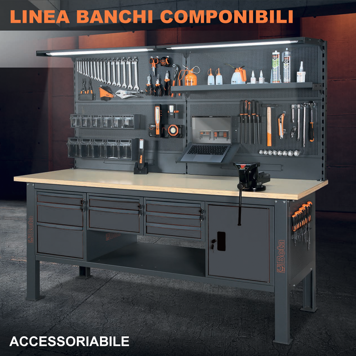 Banco Lavoro Beta C58BCA-W2,1/A Antracite | 2,1 mt | Gaesco