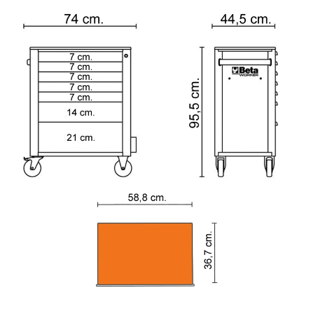 Cassettiera Beta Worker BW 2400S 7/AUTO Grigio | 262 Utensili | Gaesco