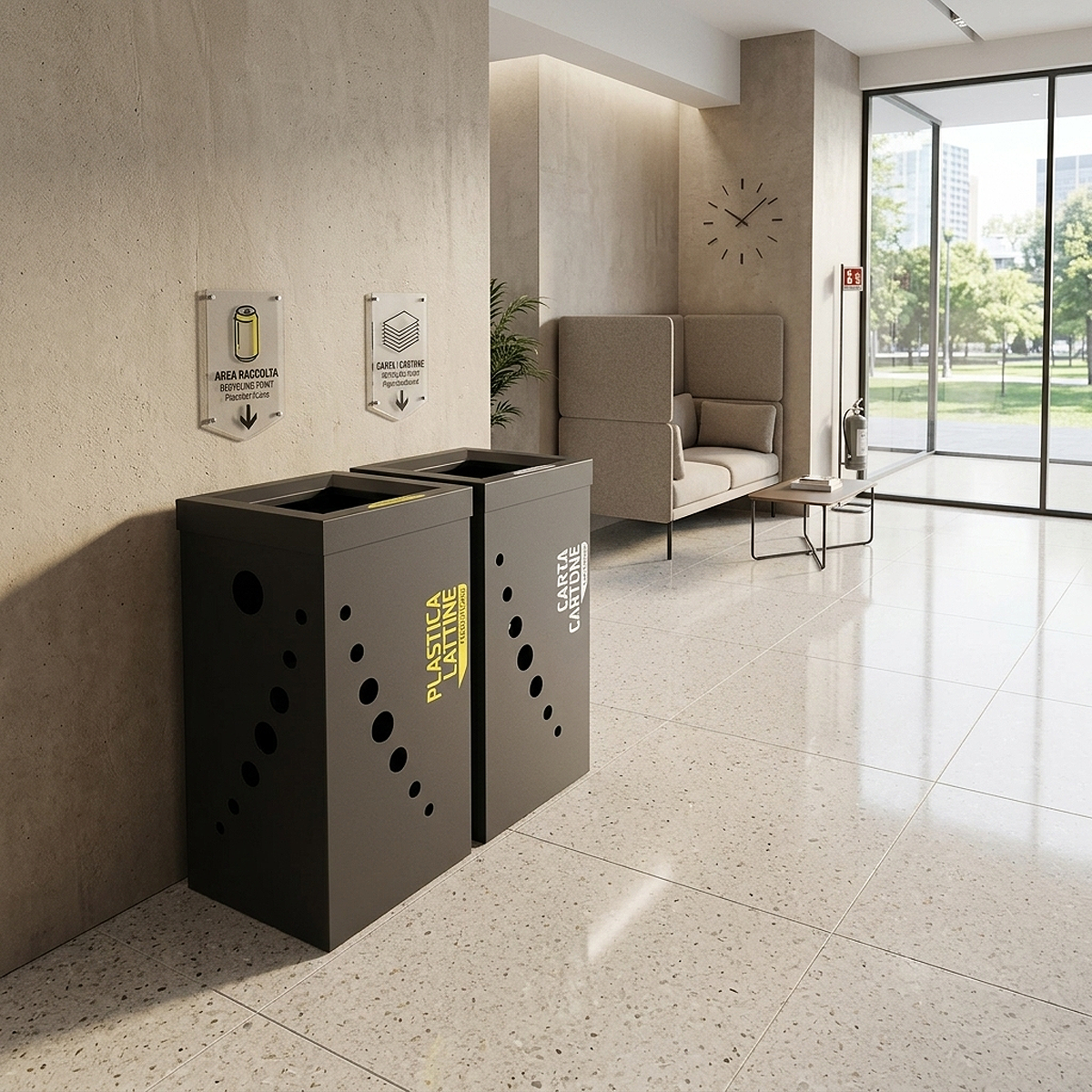 Cestino Raccolta Differenziata Metallo Verniciato 80L Indoor