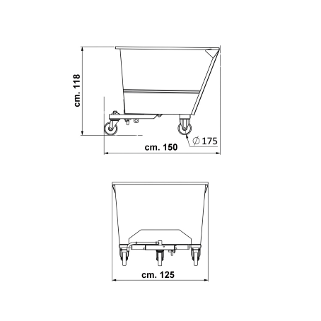 G-Flip Steel 1000: Benna Ribaltabile 850 Kg Blu RAL 5010
