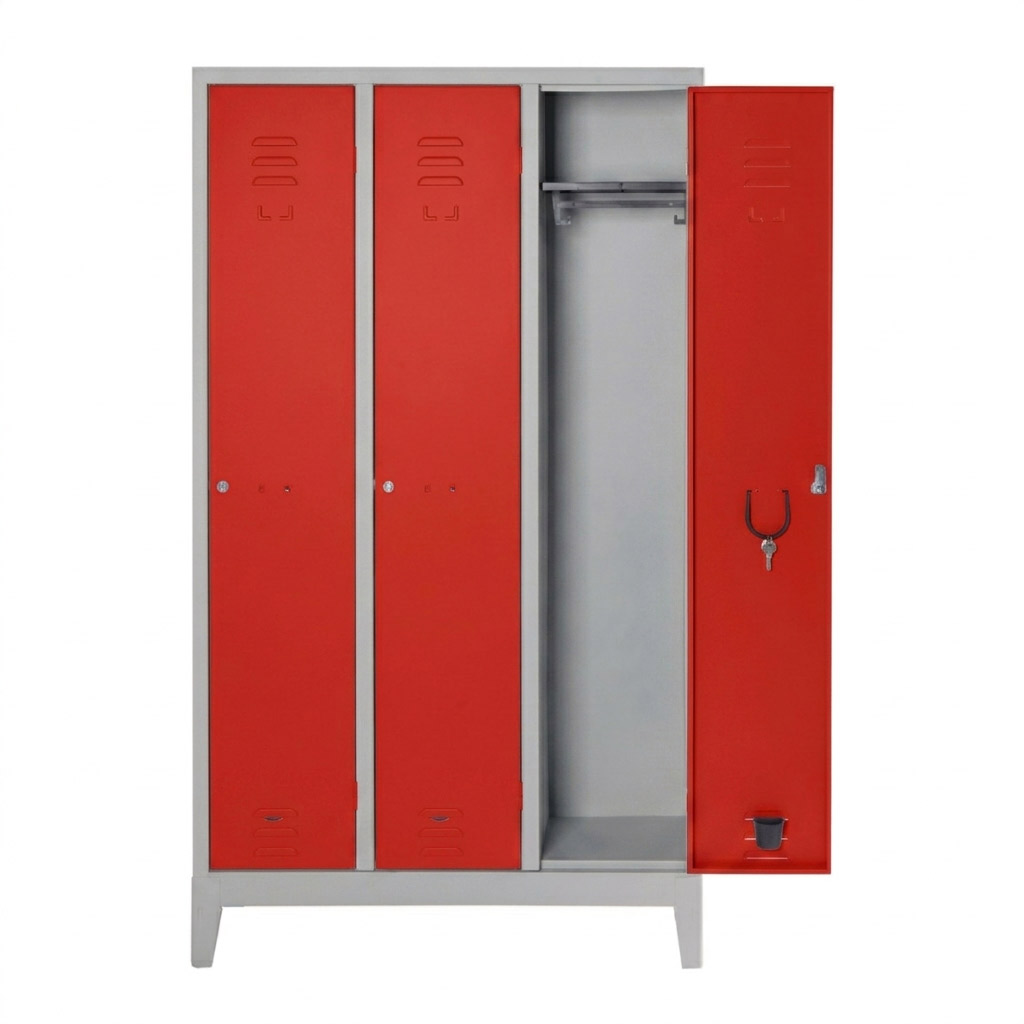 Armadio Spogliatoio Express Slim 3 Posti cm.L.101xP.33xH.180 Rosso