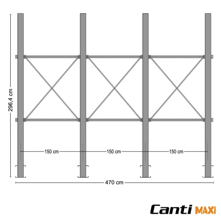 Cantilever 4 Colonne, 12 Bracci (1060Kg)  / cm. H.300xP.80 / Lungh. 470 cm.