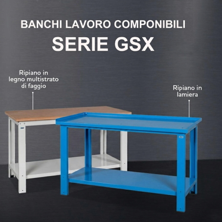 Banco lavoro con piano in legno / cm. L.150xP.70xH.155 GSX