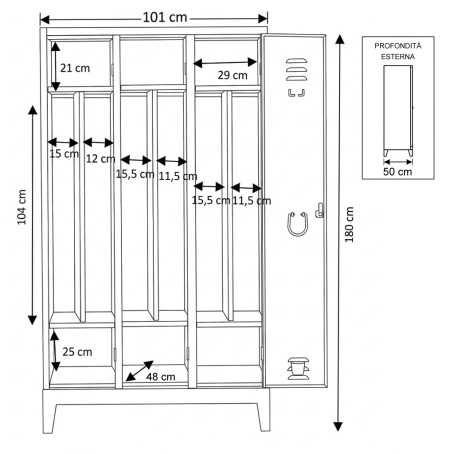 Armadio Spogliatoio Sporco Pulito Express Large 3P 101x50x180 Verde