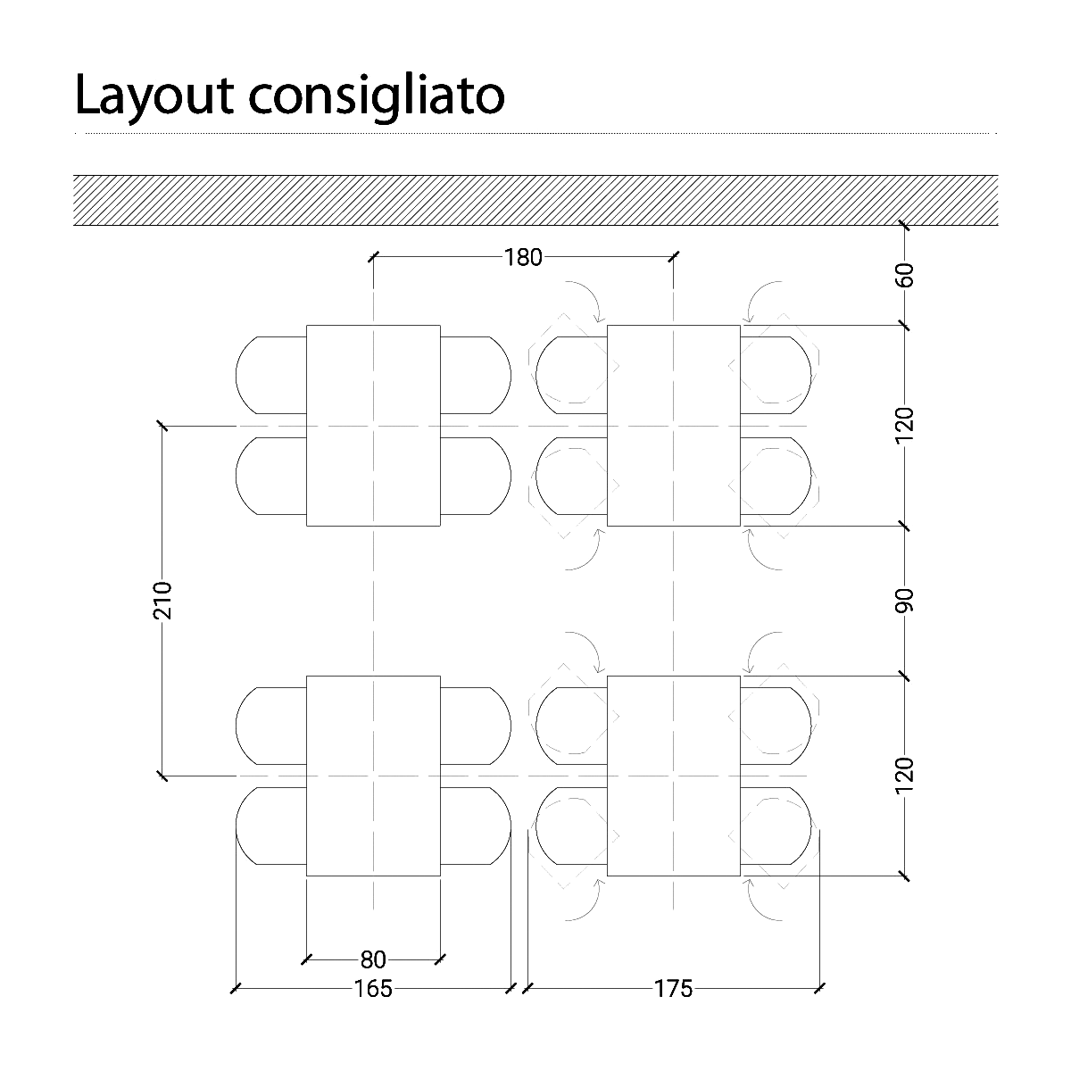 Tavolo Monoblocco Mensa 4 Posti Ignifugo 120x80 Sedute Nero