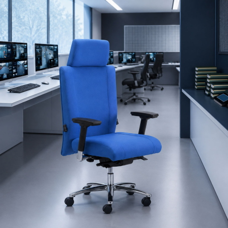 Sedia Ergonomica KOA con Poggiatesta uso intensivo 24H 150kg / BLU