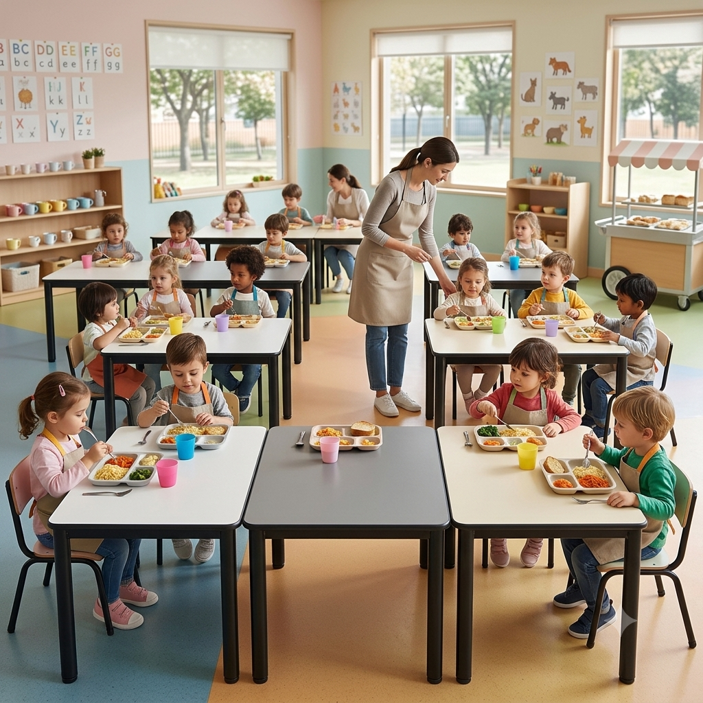Tavolo mensa 4 posti 120x80x52h ignifugo infanzia Bianco