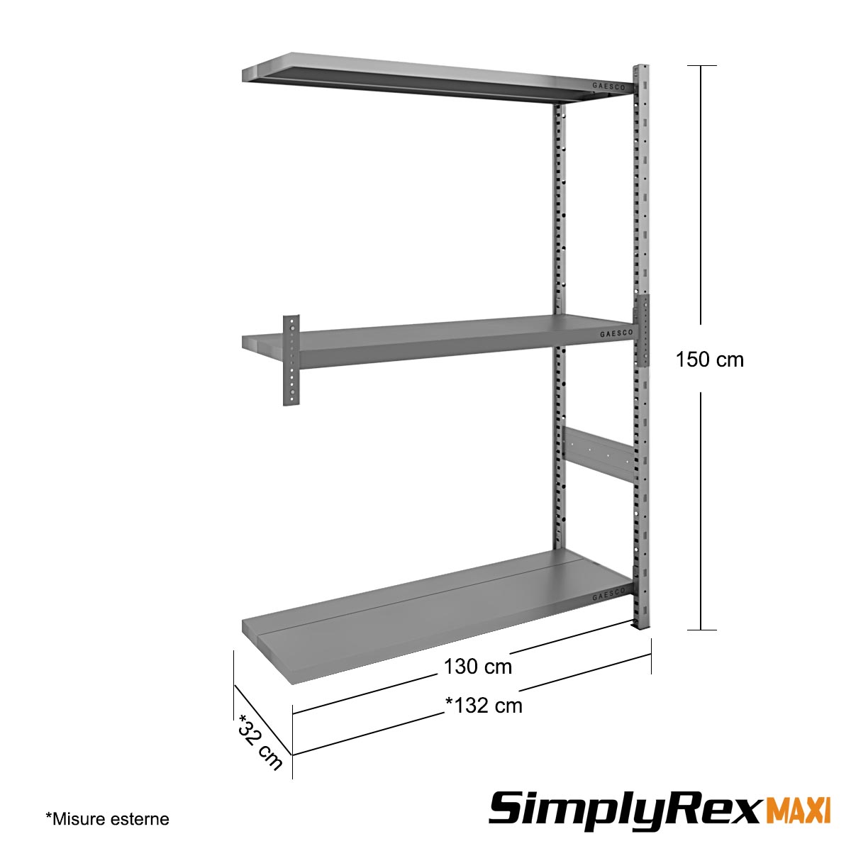 Scaffale Componibile - cm. L.130xP.30xH.150 (AGG) Simplyrex