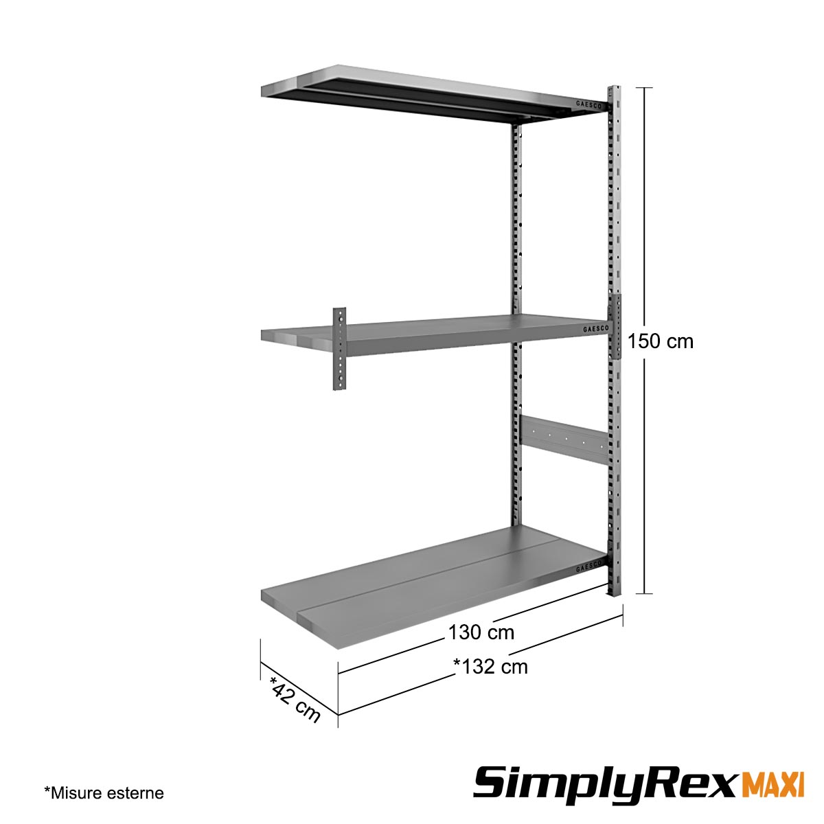 Scaffale Componibile - cm. L.130xP.40xH.150 (AGG) Simplyrex