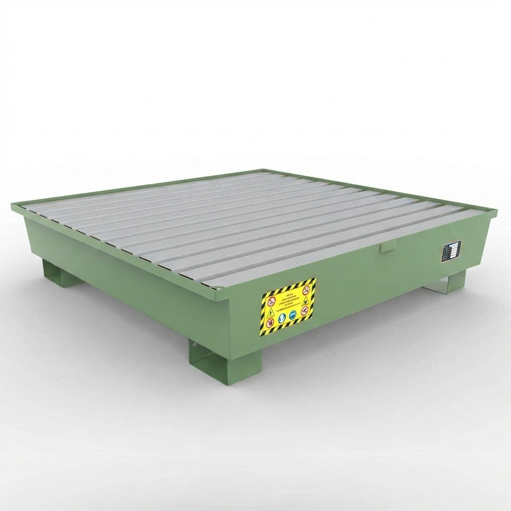 Vasca di Raccolta in Acciaio Basic Line per 4 Fusti da 200LT / Verde