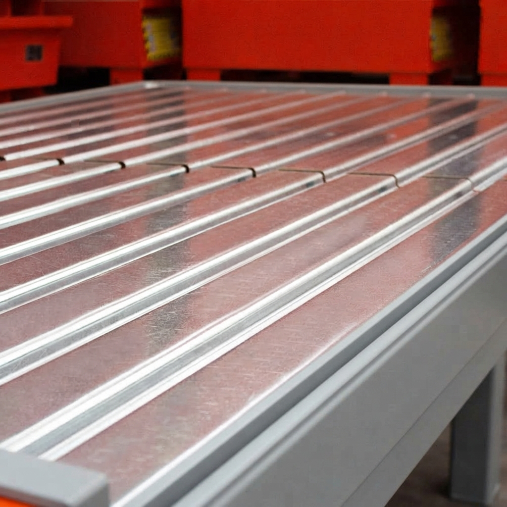 Vasca Raccolta Acciaio Basic Line lunga per 4 Fusti da 200LT / Grigio