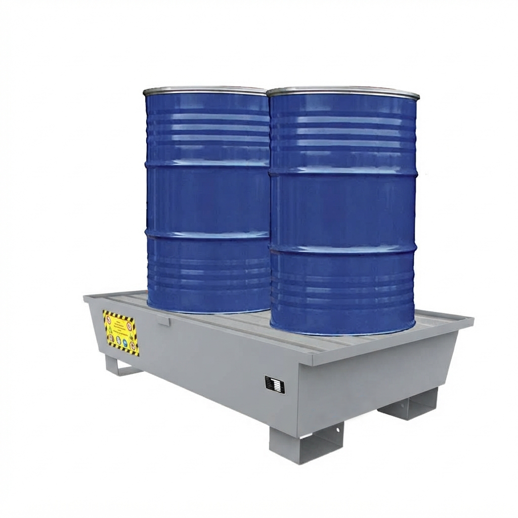 Vasca di Raccolta in Acciaio Basic Line per 2 Fusti da 200LT / Grigio