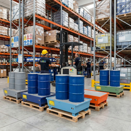 Vasca Raccolta Verniciata Basic Line 2 fusti Arancio PRONTA CONSEGNA