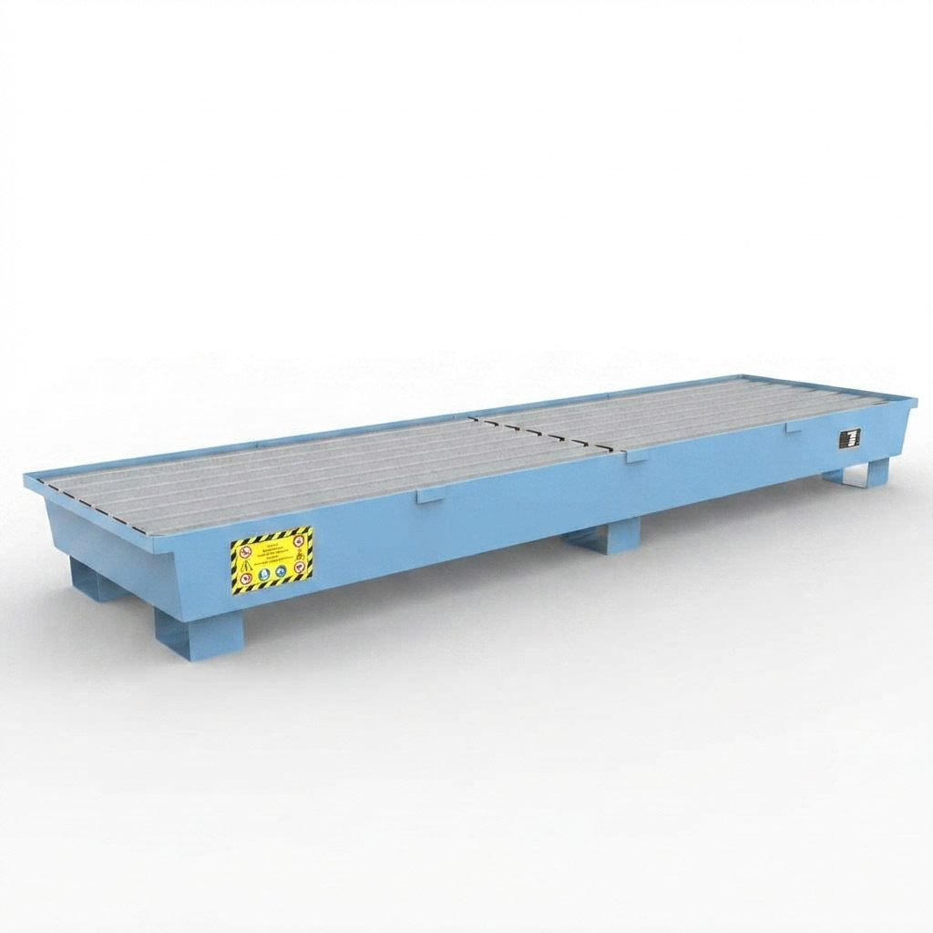 Vasca Raccolta Acciaio Basic Line lunga per 4 Fusti da 200LT / Blu L.