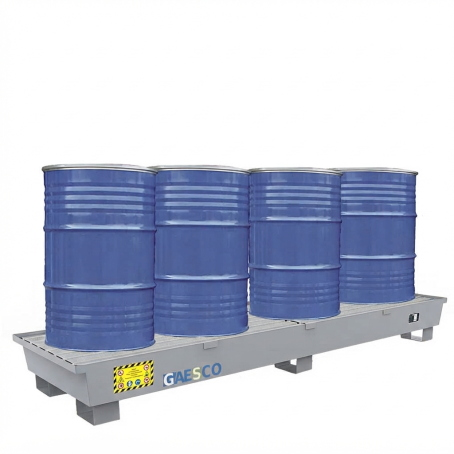 Vasca Raccolta Acciaio Basic Line lunga per 4 Fusti da 200LT / Grigio