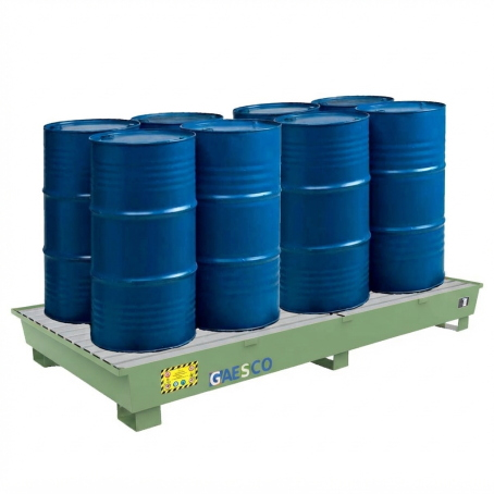 Vasca di Raccolta in Acciaio Basic Line per 8 Fusti da 200LT / Verde