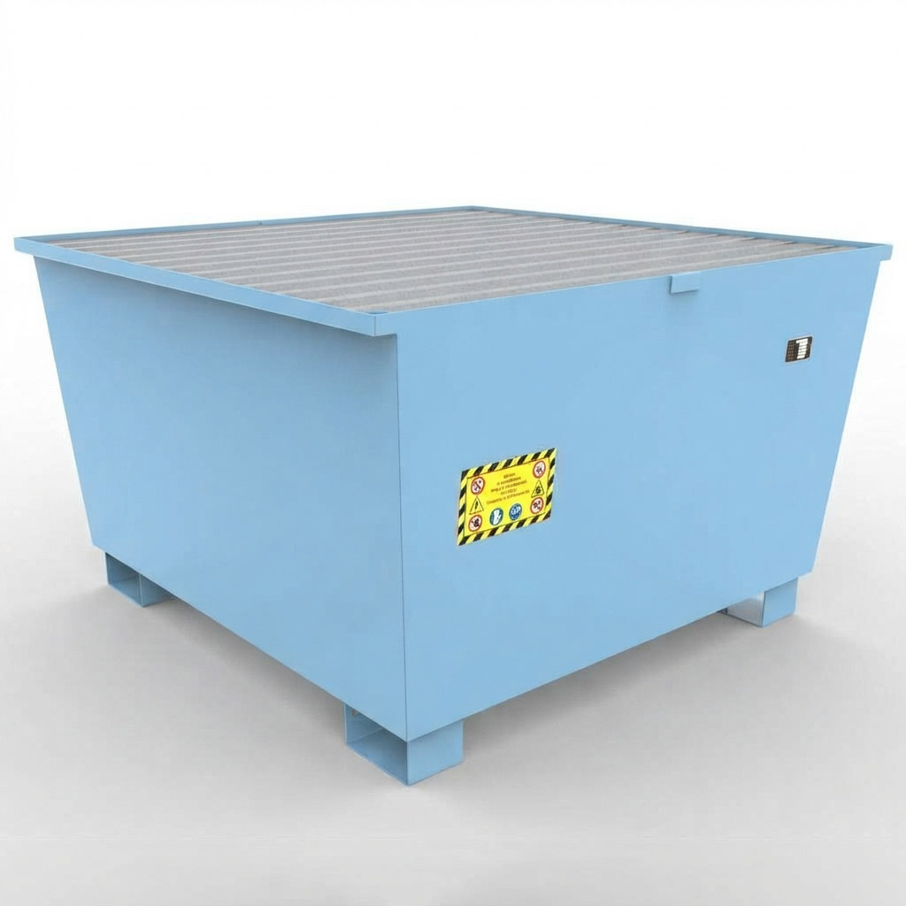 Vasca di Raccolta in Acciaio Basic Line per 1 Cisternetta IBC / Blu L.