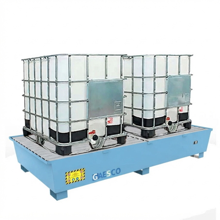 Vasca di Raccolta in Acciaio Basic Line per 2 Cisternette IBC / Blu L.