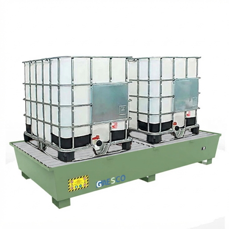 Vasca di Raccolta in Acciaio Basic Line per 2 Cisternette IBC / Verde