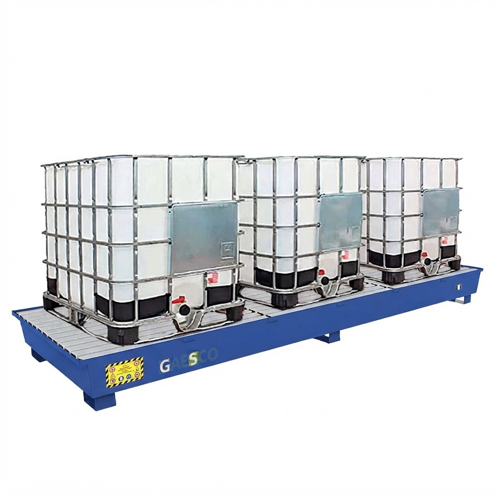 Vasca di Raccolta in Acciaio Basic Line per 3 Cisternette IBC / Blu G.