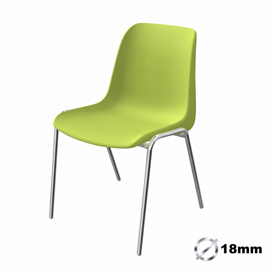 Sedia Ignifuga Tubo Ø 18 mm Crom. / cm. L.49xP.54xH79 (CAM) – Verde Past.
