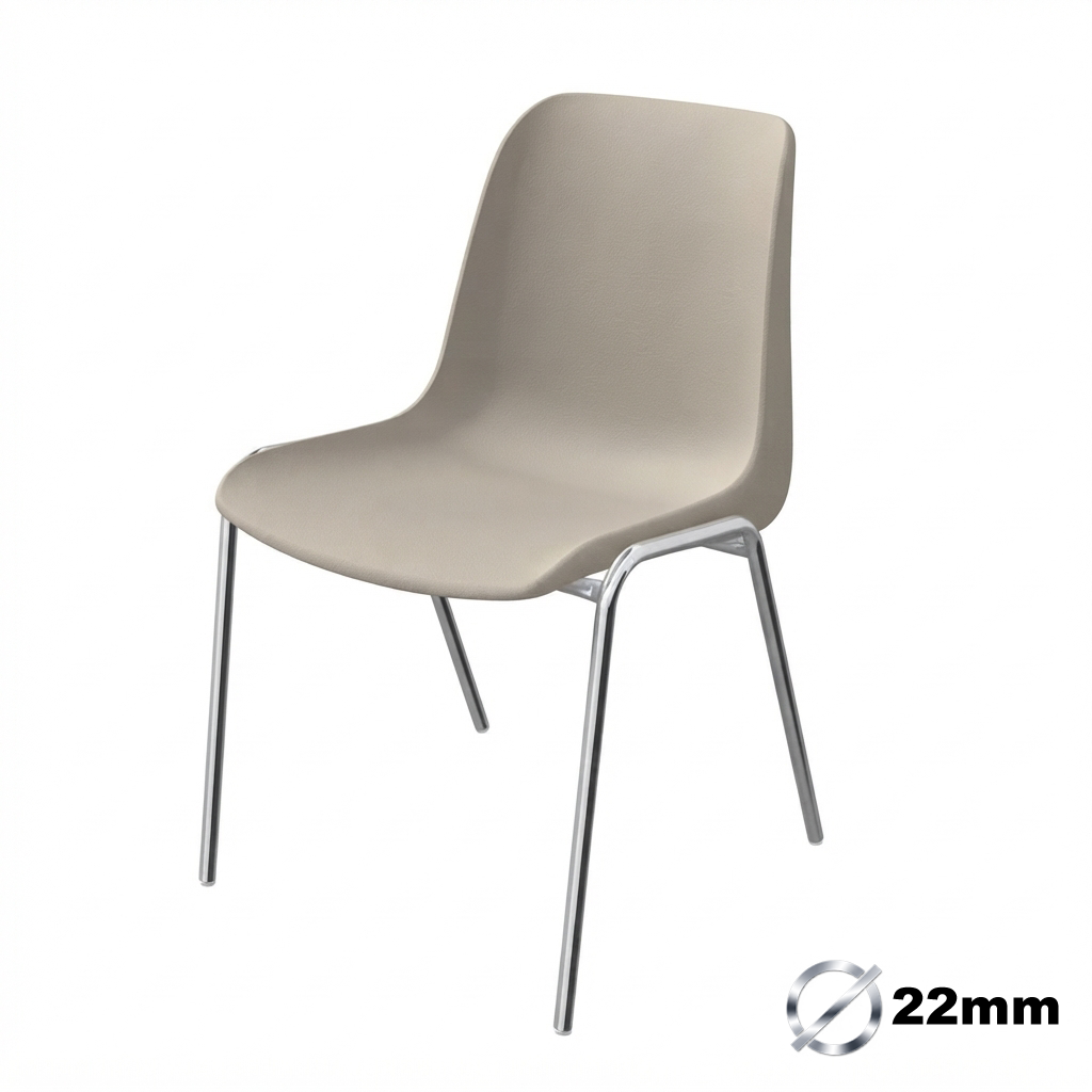 Sedia Ignifuga Tubo Ø 22 mm Crom. / cm. L.49xP.54xH79 (CAM) – Grigio Seta