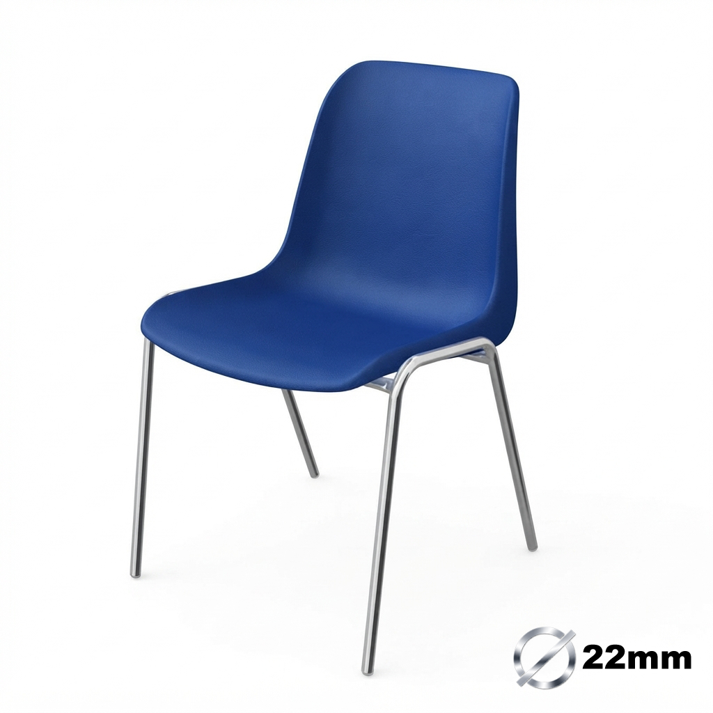 Sedia Ignifuga Tubo Ø 22 mm Crom. / cm. L.49xP.54xH79 (CAM) – Blu Segn.