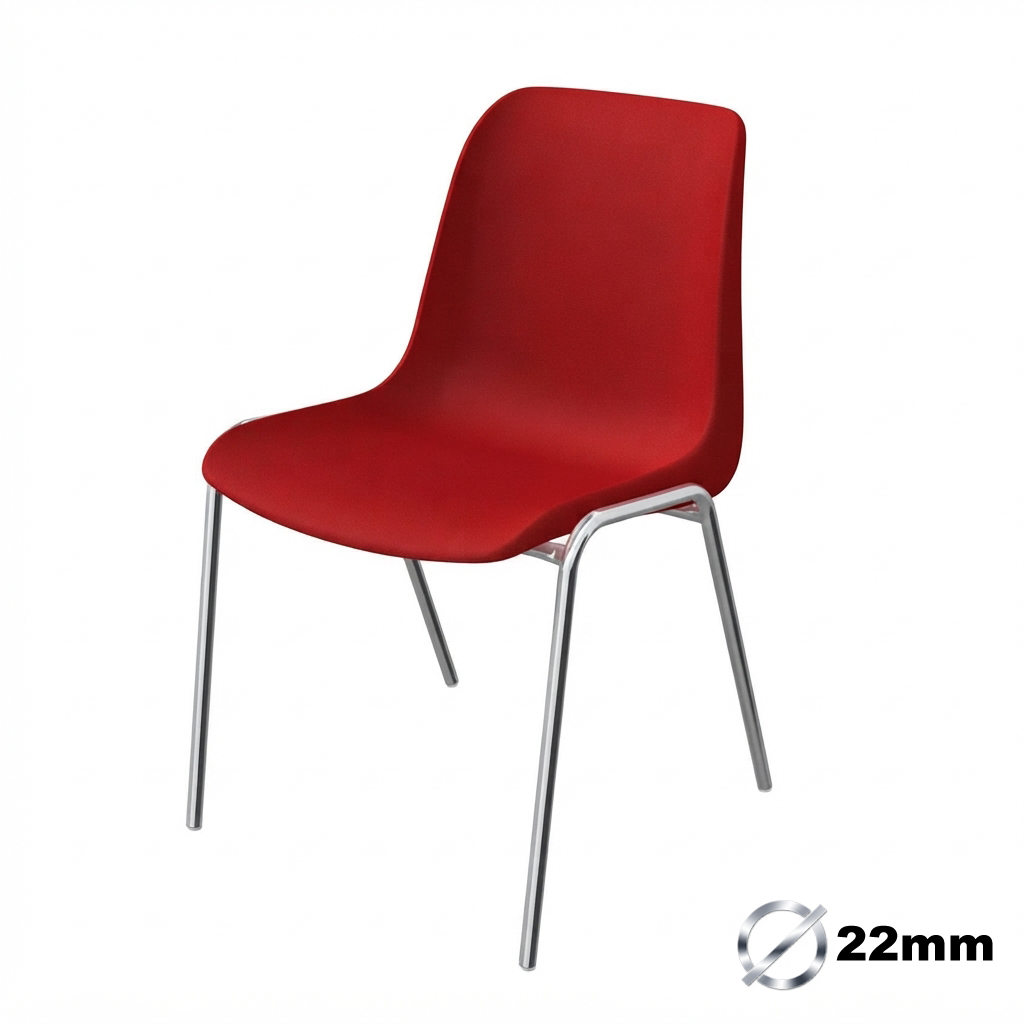 Sedia Ignifuga Tubo Ø 22 mm Crom. / cm. L.49xP.54xH79 (CAM) – Rosso Traff.
