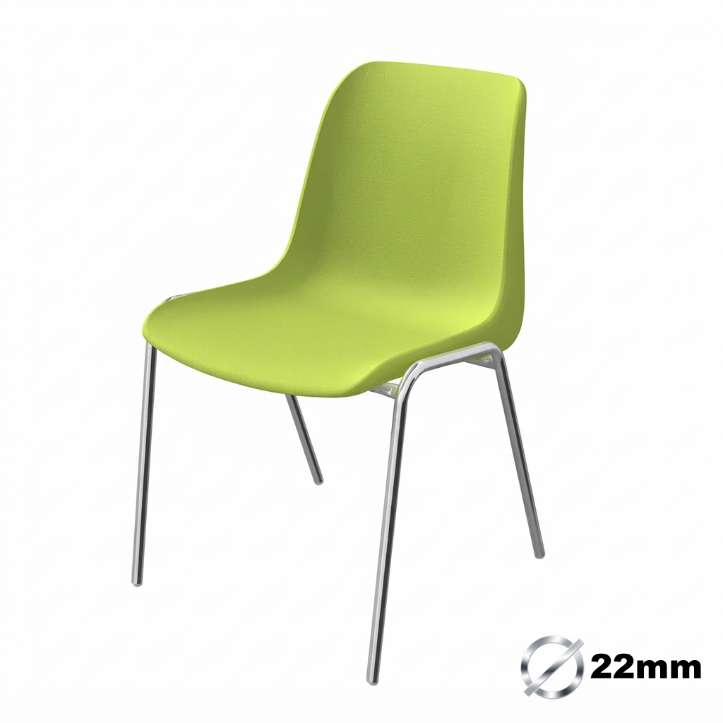 Sedia Ignifuga Tubo Ø 22 mm Crom. / cm. L.49xP.54xH79 (CAM) – Verde Past.