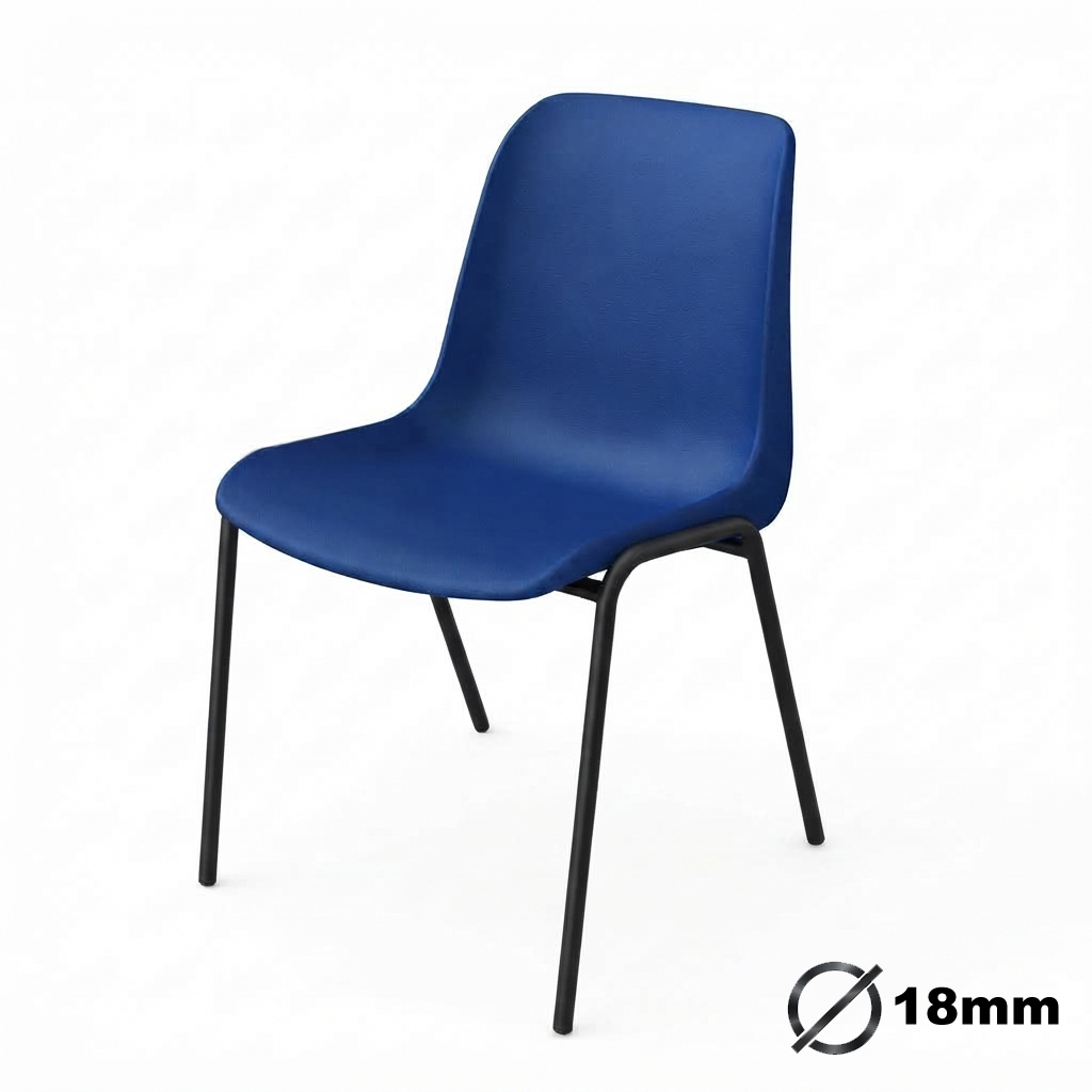 Sedia Ignifuga Tubo Ø 18 mm vern. Nero / cm. L.49xP.54xH79 (CAM) – Blu Segn.