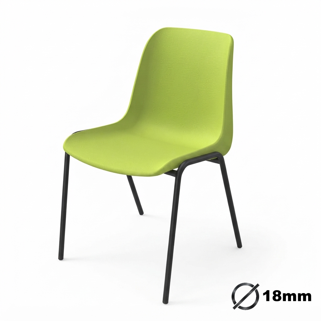 Sedia Ignifuga Tubo Ø 18 mm vern. Nero / cm. L.49xP.54xH79 (CAM) – Verde Past.