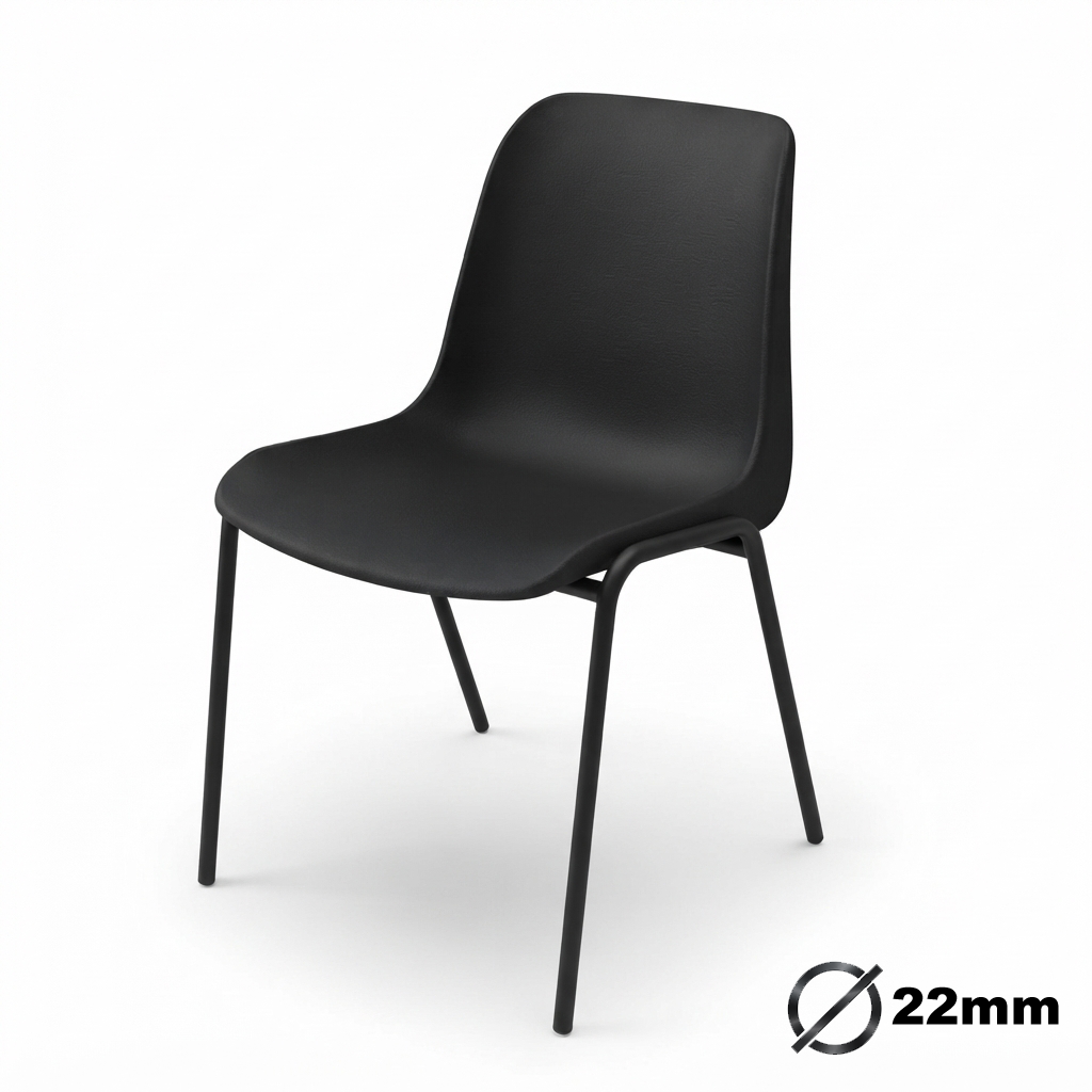 Sedia Ignifuga Tubo Ø 22 mm vern. Nero / cm. L.49xP.54xH79 (CAM) – Nero