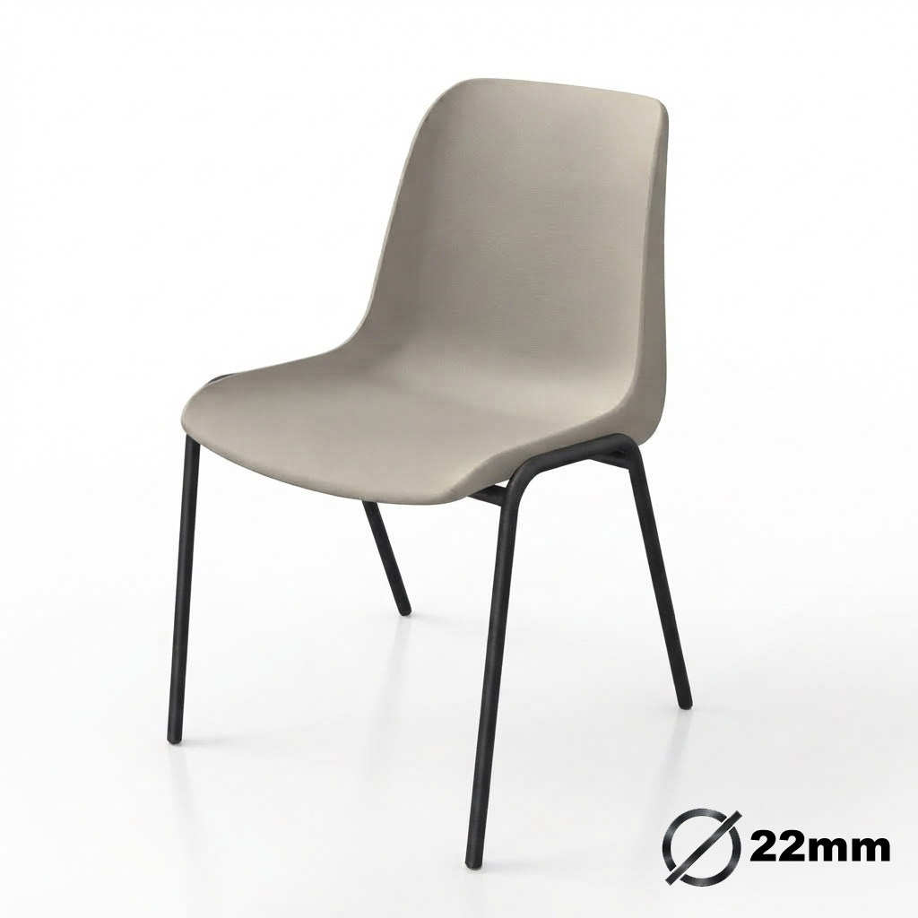 Sedia Ignifuga Tubo Ø 22 mm vern. Nero / cm. L.49xP.54xH79 (CAM) – Grigio Seta