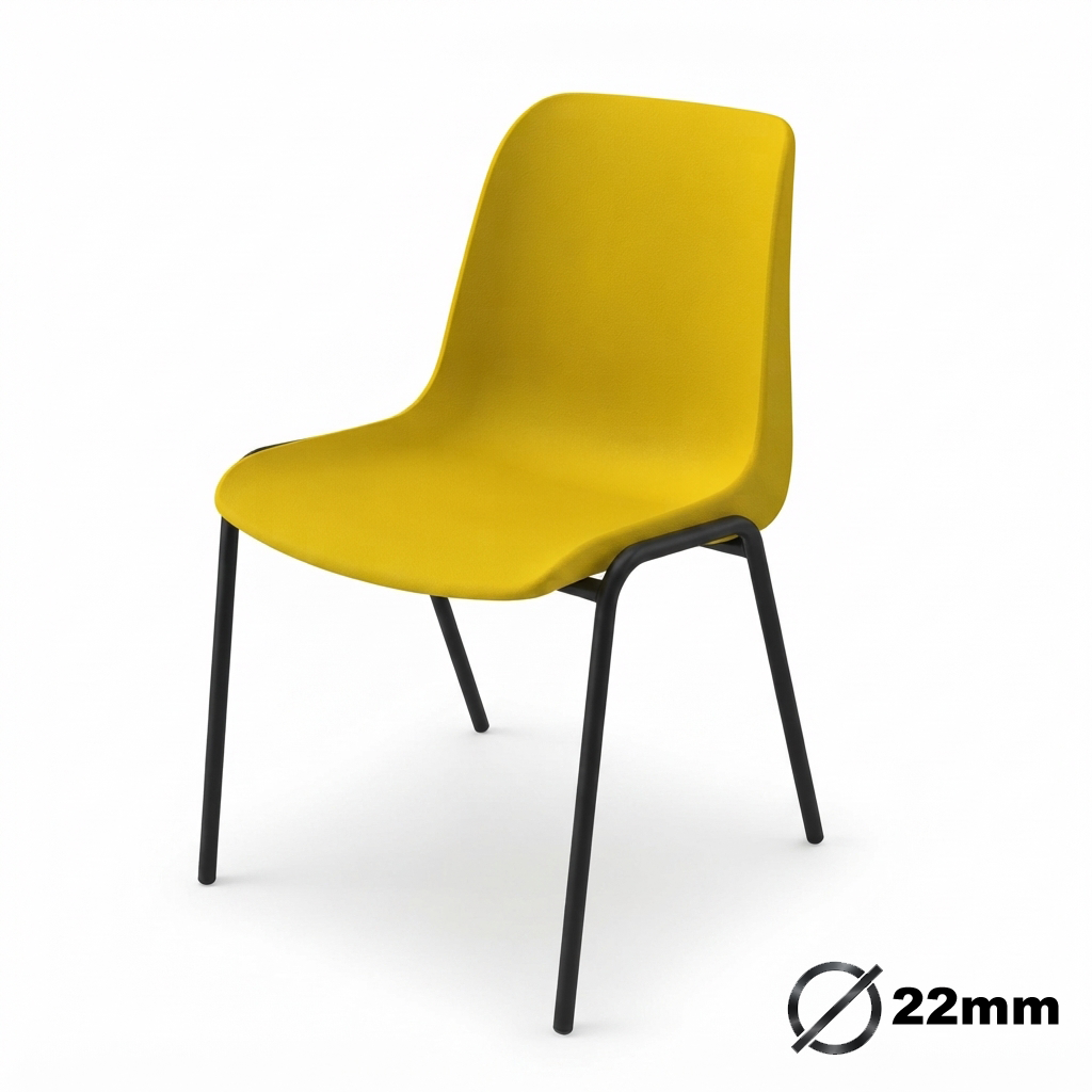 Sedia Ignifuga Tubo Ø 22 mm vern. Nero / cm. L.49xP.54xH79 (CAM) – Giallo Traff.