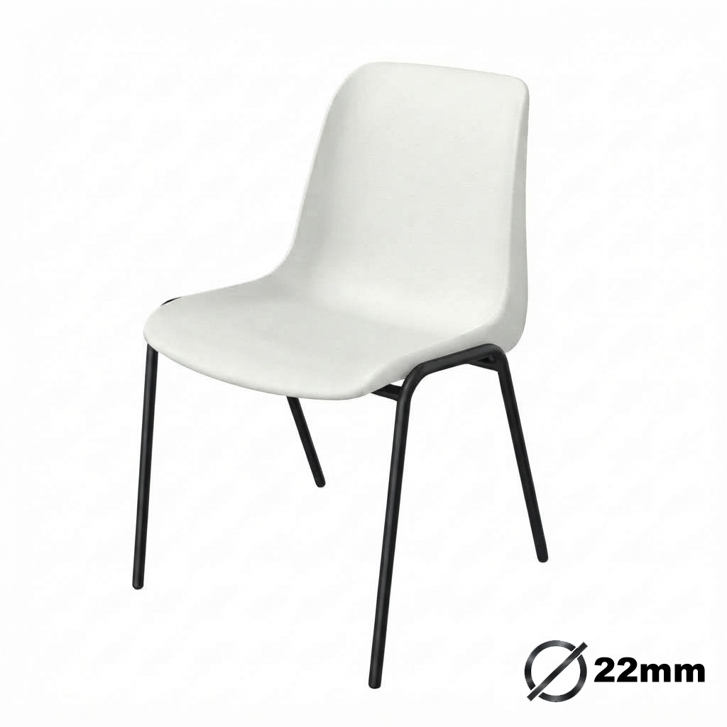 Sedia Ignifuga Tubo Ø 22 mm vern. Nero / cm. L.49xP.54xH79 (CAM) – Bianco Segn.