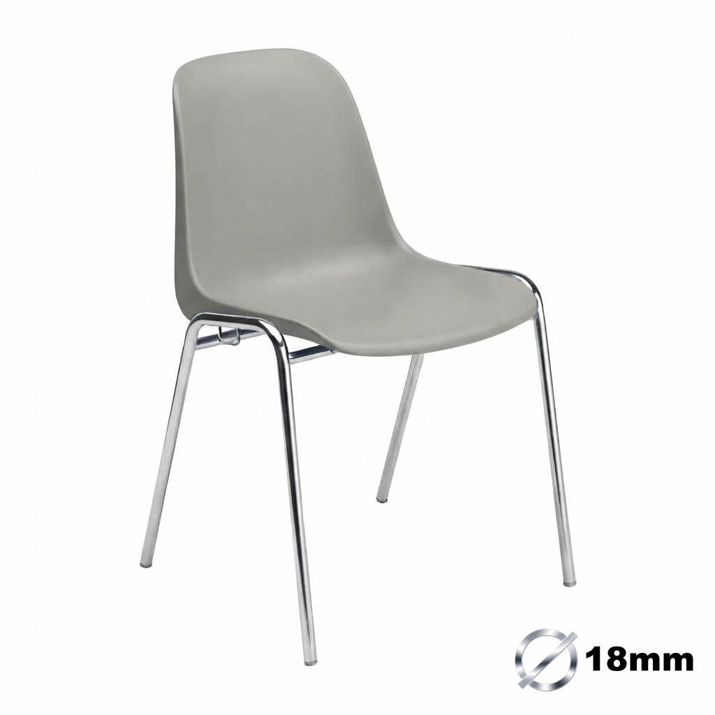 Sedia Ignif. Agganc. Tubo Ø 18 mm Crom. / cm. L.49xP.54xH79 (CAM) – Grigio Seta