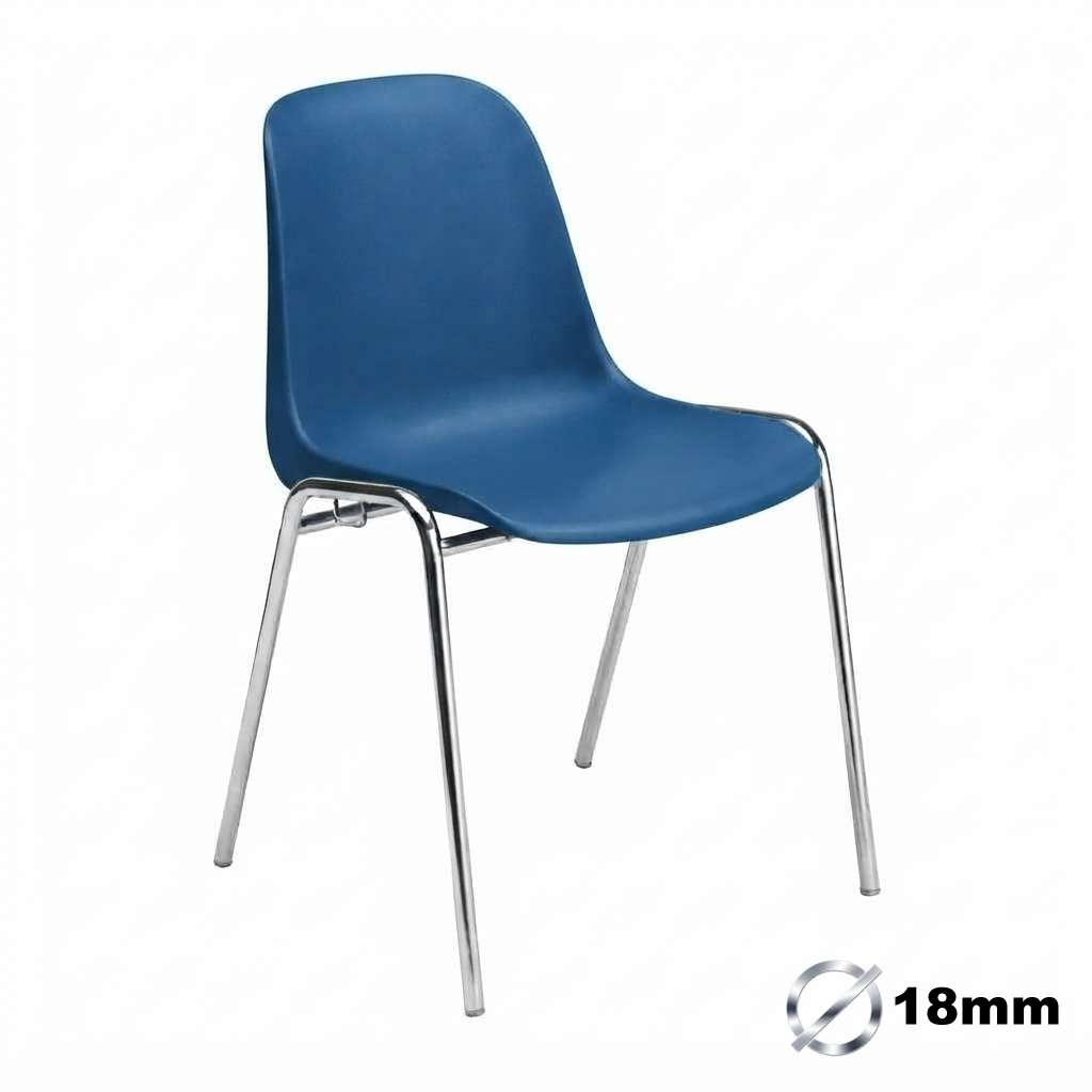 Sedia Ignif. Agganc. Tubo Ø 18 mm Crom. / cm. L.49xP.54xH79 (CAM) – Blu Segn.
