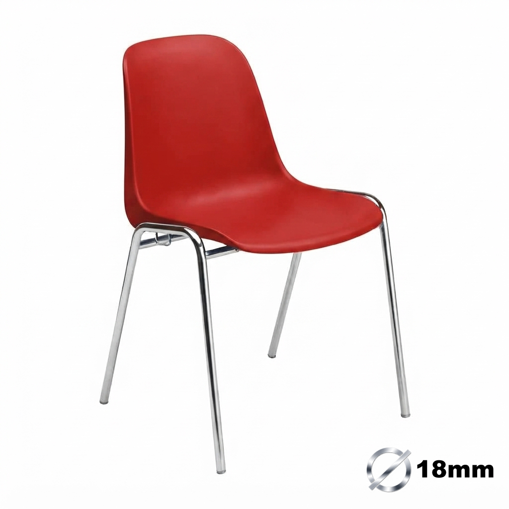 Sedia Ignif. Agganc. Tubo Ø 18 mm Crom. / cm. L.49xP.54xH79 (CAM) – Rosso Traff.