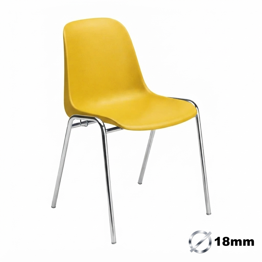 Sedia Ignif. Agganc. Tubo Ø 18 mm Crom. / cm. L.49xP.54xH79 (CAM) – Giallo Traff.