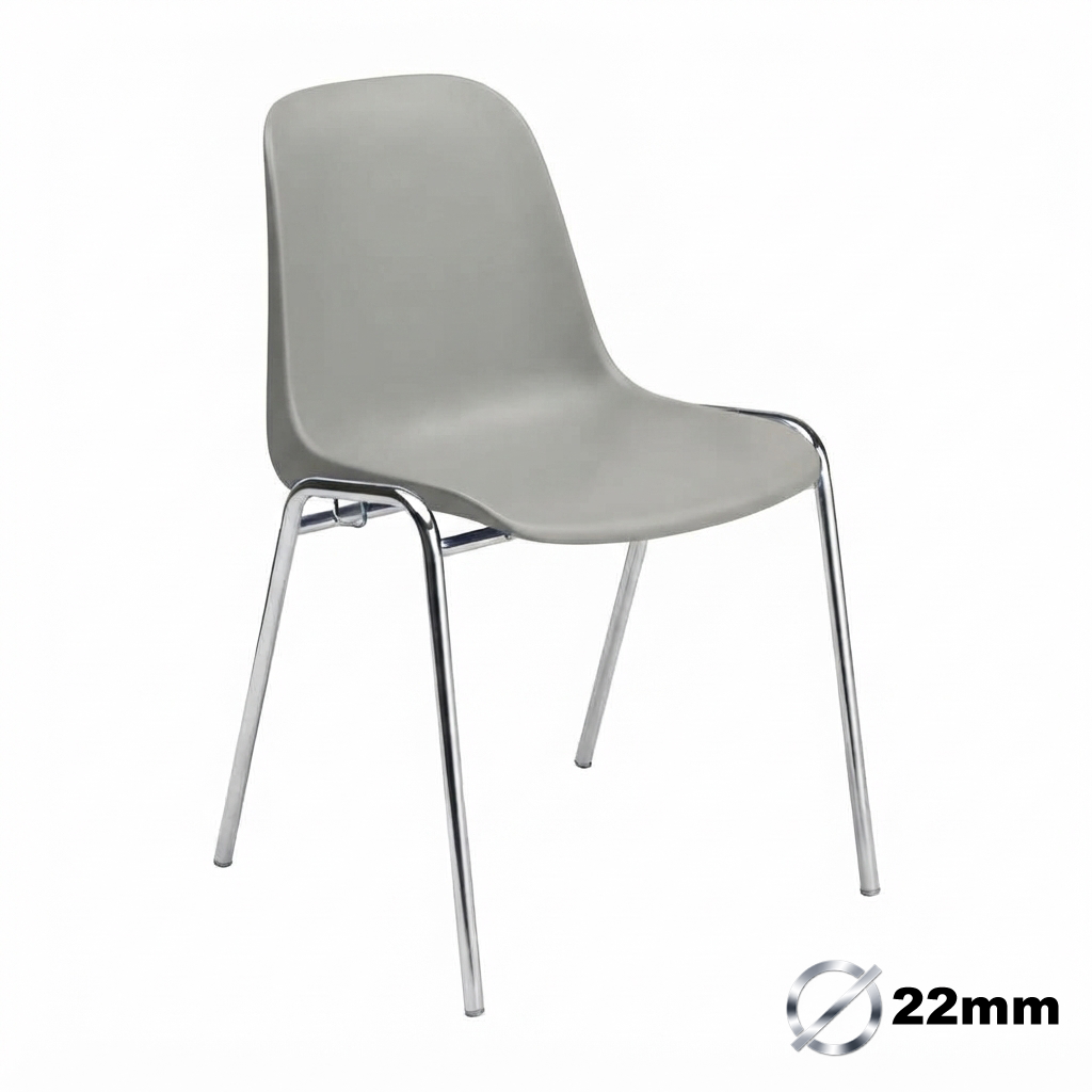 Sedia Ignif. Agganc. Tubo Ø 22 mm Crom. / cm. L.49xP.54xH79 (CAM) – Grigio Seta
