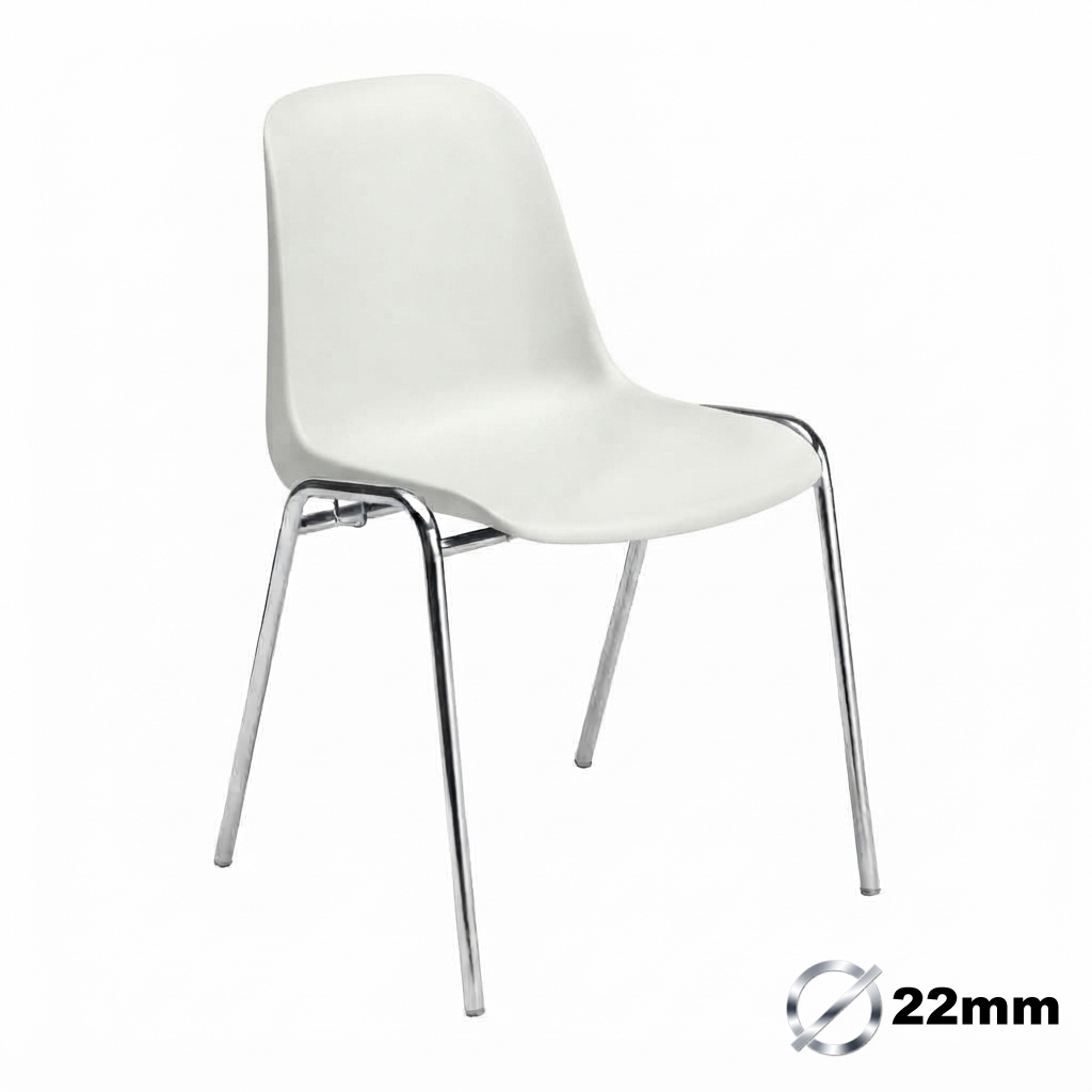 Sedia Ignif. Agganc. Tubo Ø 22 mm Crom. / cm. L.49xP.54xH79 (CAM) – Bianco Segn.