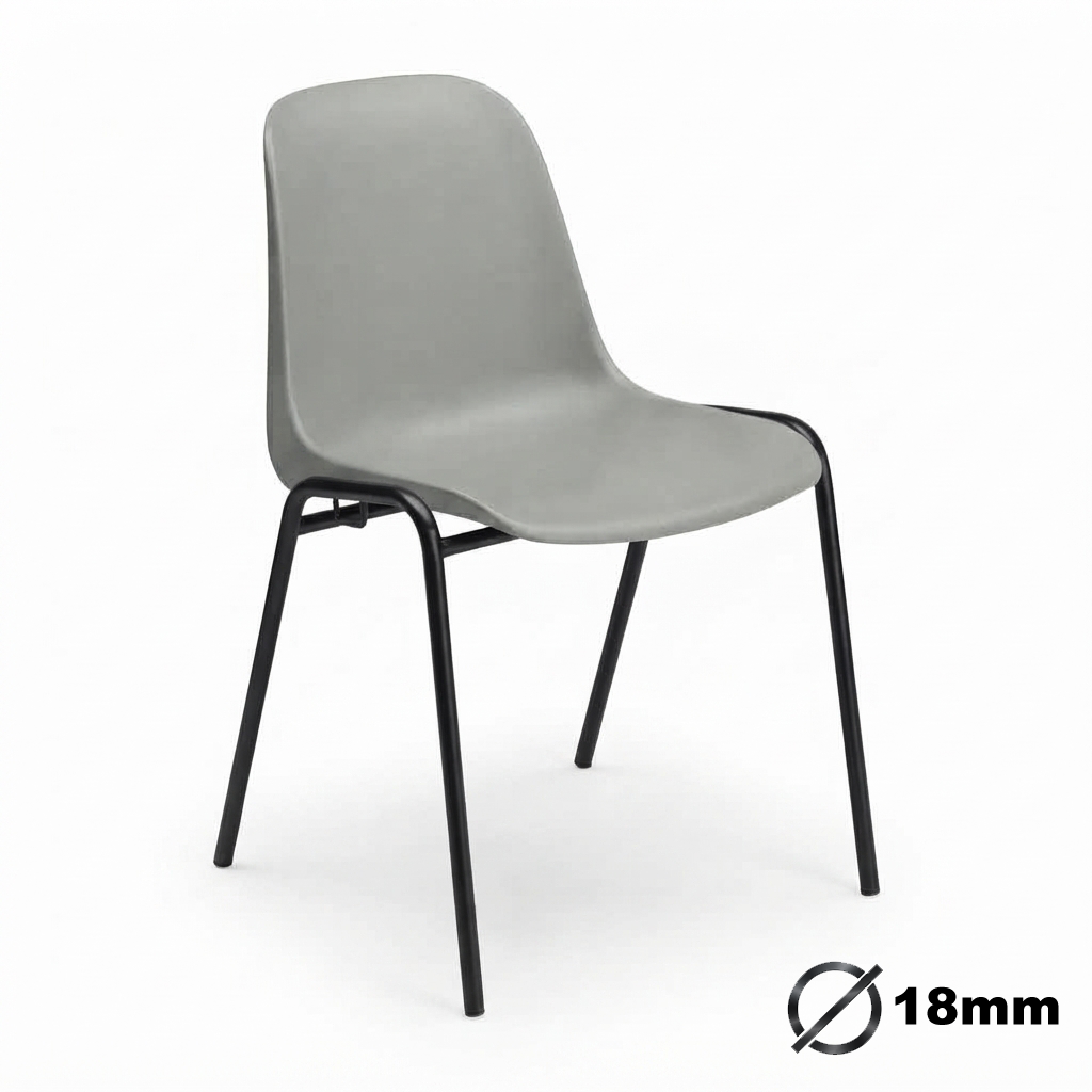 Sedia Ignif. Agganc. Tubo Ø 18 mm vern. Nero / cm. L.49xP.54xH79 (CAM) – Grigio Seta