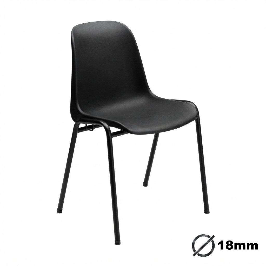 Sedia Ignif. Agganc. Tubo Ø 18 mm vern. Nero / cm. L.49xP.54xH79 (CAM) – Nero