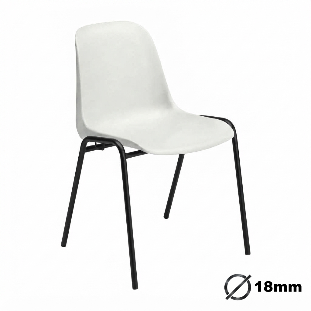 Sedia Ignif. Agganc. Tubo Ø 18 mm vern. Nero / cm. L.49xP.54xH79 (CAM) – Bianco Segn.